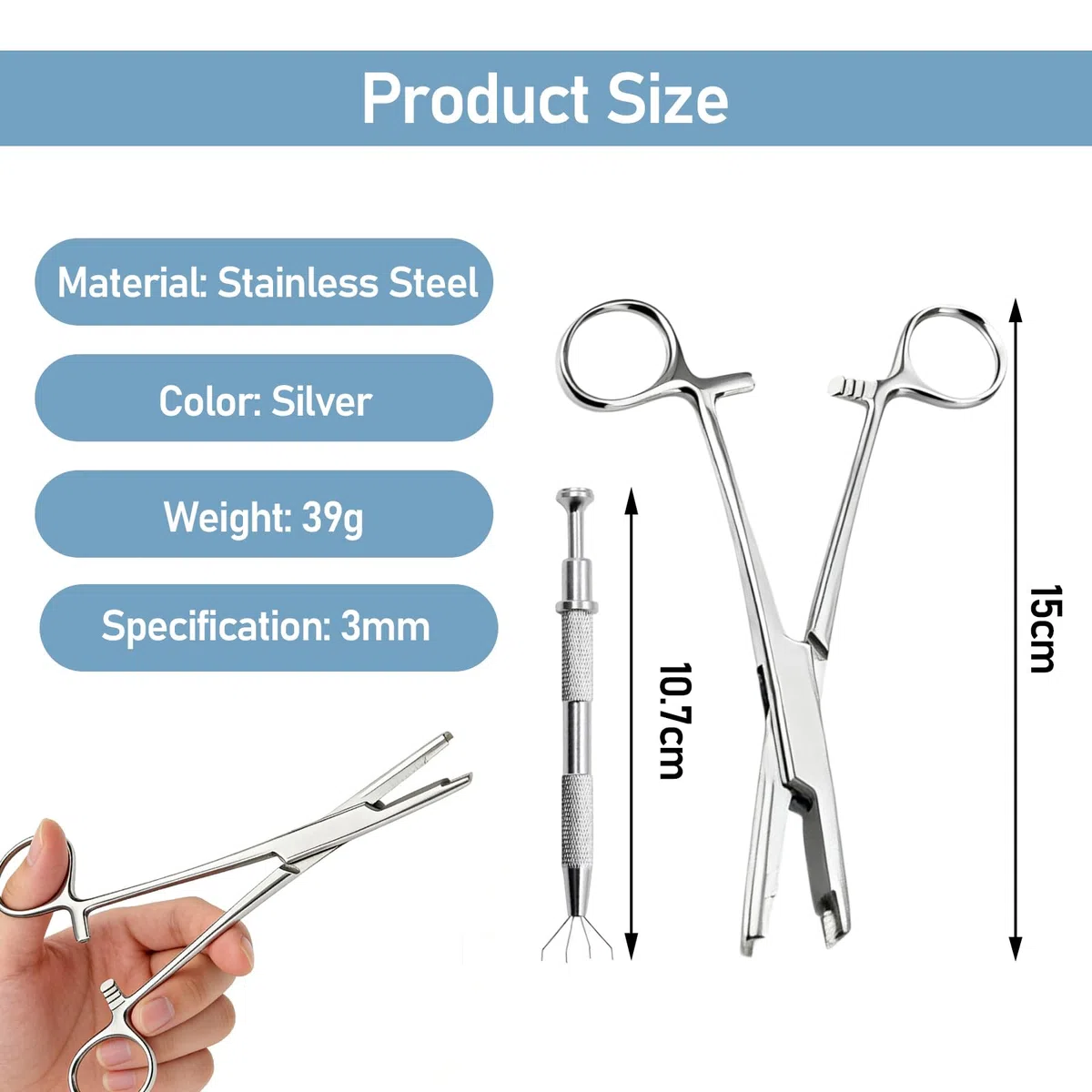 1 pcs 3 mm Pinza Per Piercing Pinz-e Per Piercing Pinza Per-cing Avvita Pallina L'acciaio Inossidabile È Adatto Pierc-Ing Che Coinvolgono Sfere, Gioielli E Parti Del con 1 Corpo Porta Un P-inza