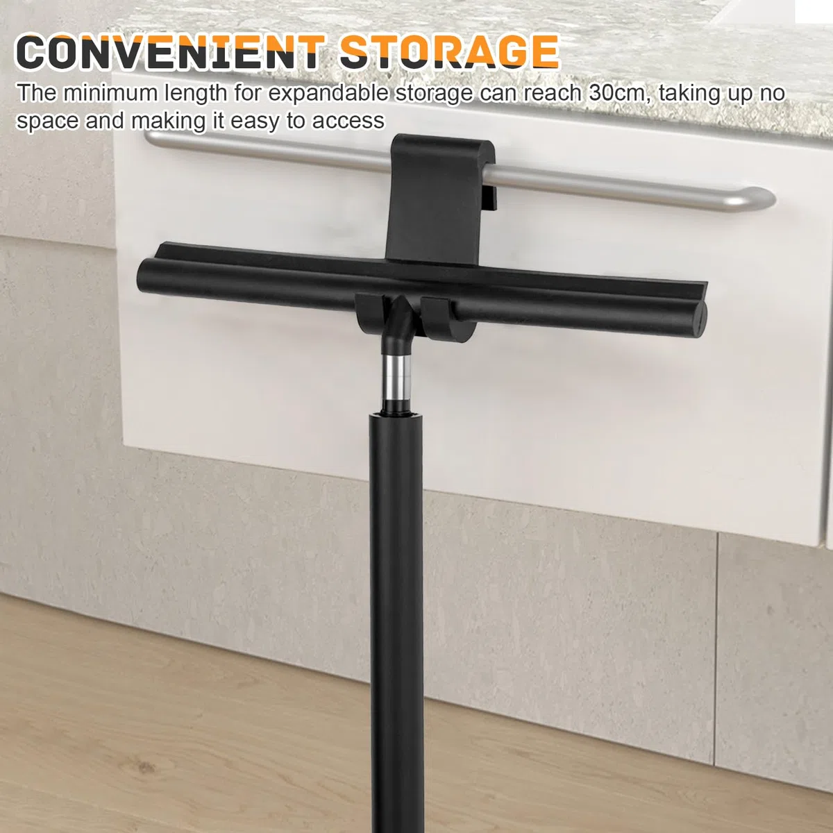 Lavavetri Telescopico 30-140cm, Tergivetro per Doccia, Tira Acqua da Doccia e Pavimenti, con Copertura in Tessuto e Gancio, Accessori Bagno per Pulizia Vetri Finestre, Specchi e Auto