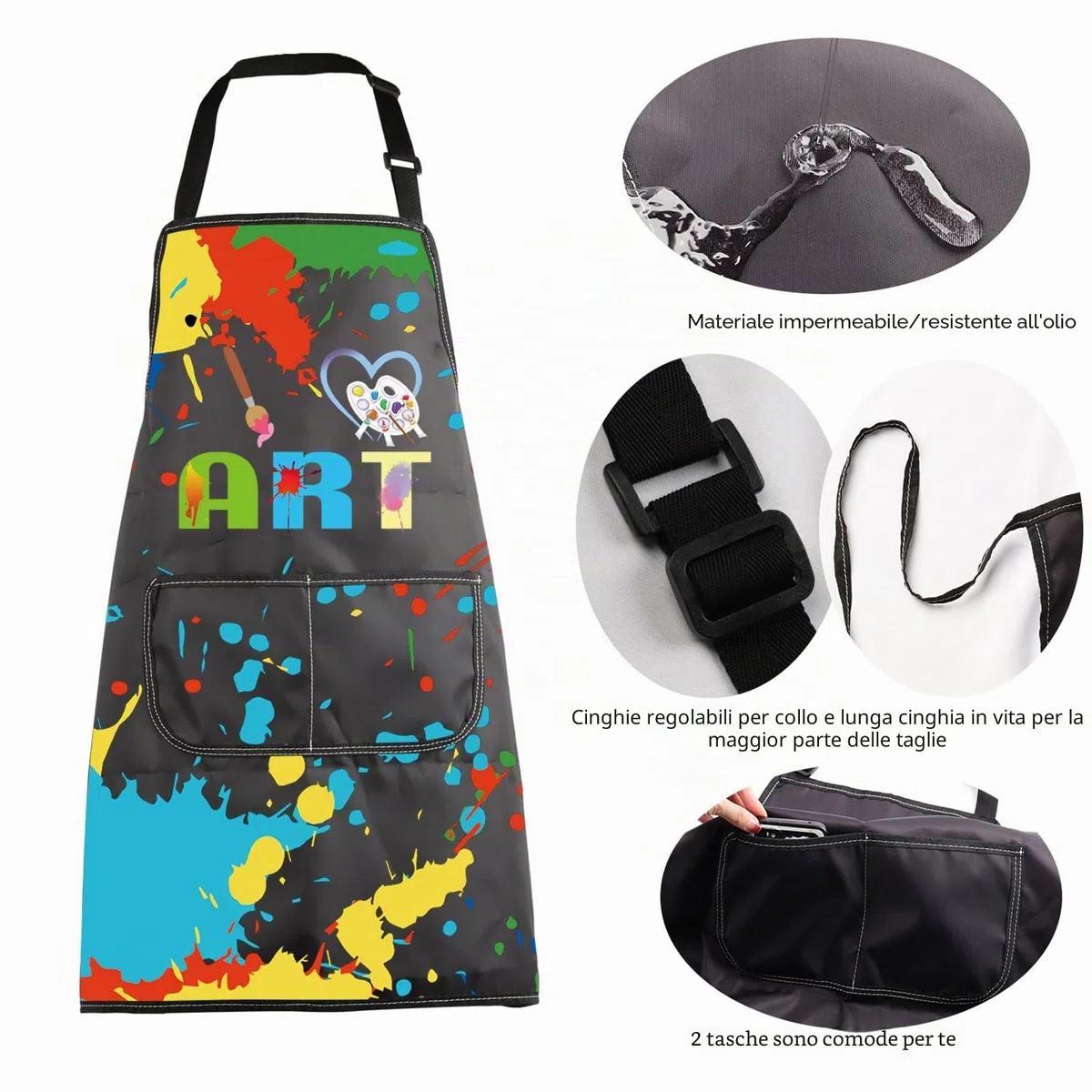 BNQL Grembiule da pittore con tasche per artisti pittori regali per amanti dell'arte regalo per insegnanti d'arte grembiule da pittore