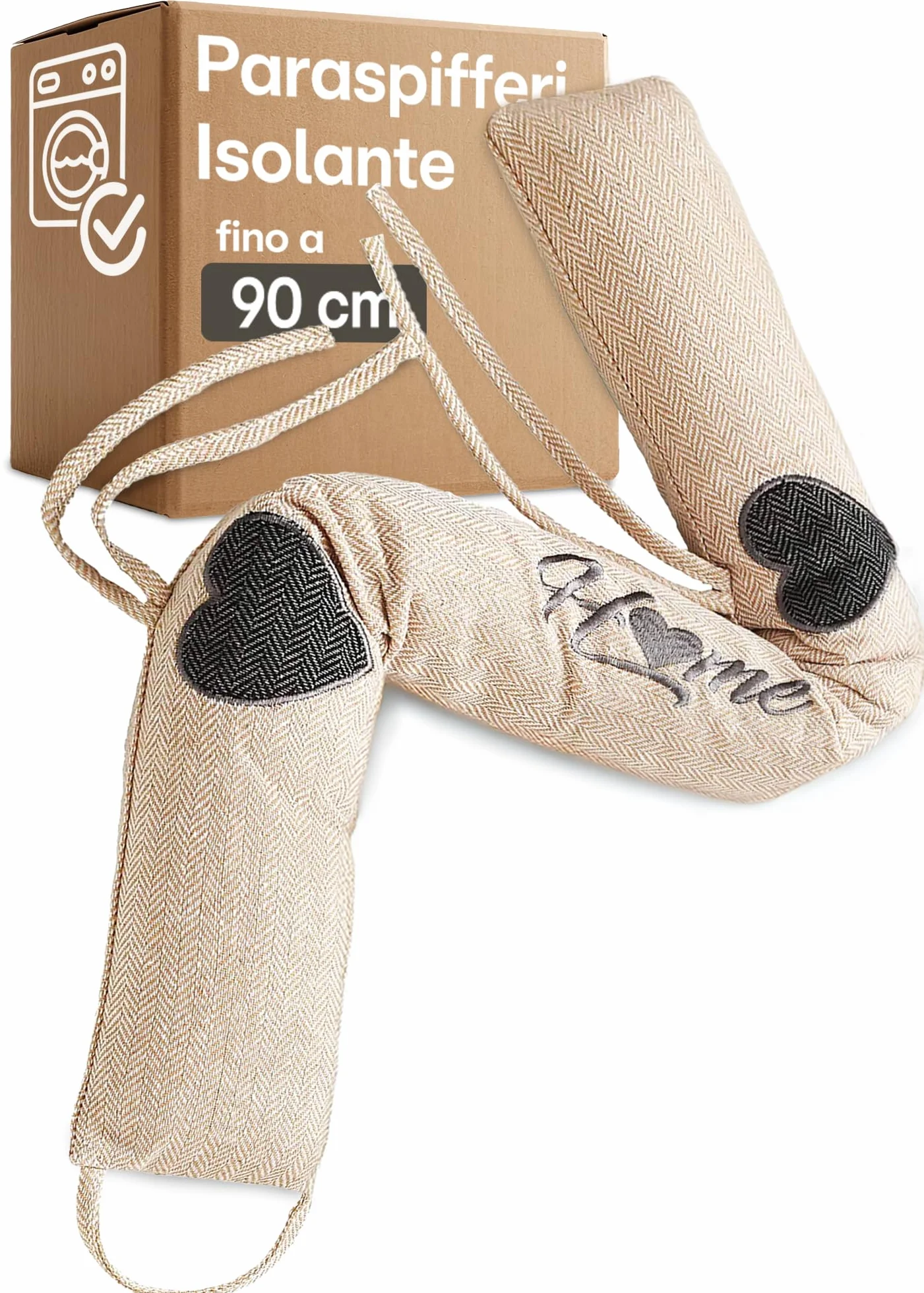 Praknu Paraspifferi Isolante per Porte e Finestre 90 cm - Lavabile - Risparmio Energetico - Extra Pesante - Beige