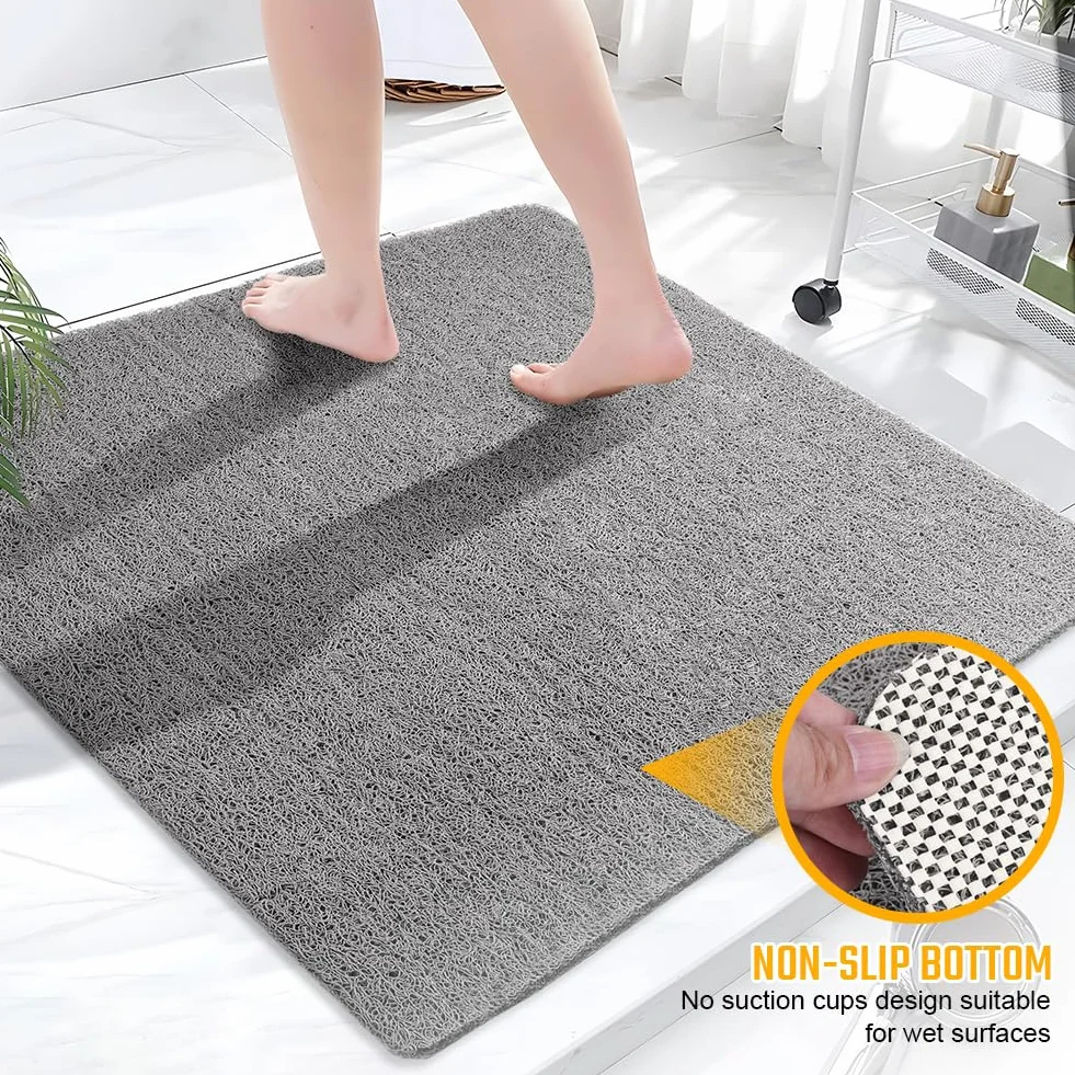 AUAUY Tappetino Doccia Antiscivolo, 60 x 60cm PVC Luffa Tappetino Bagno, Tappetino da Bagno in Morbido Luffa Antimuffa, Tappetini da Bagno Lavabili e Ad Aasciugatura Rapida, Grigio