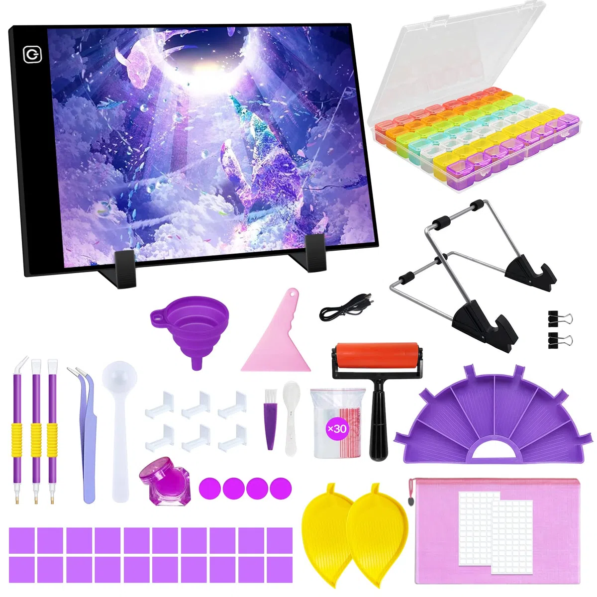 TAVADA Tavoletta Luminosa per Disegnare,Ultrasottile Lavagna Luminosa,Light Box A4 LED Light Pad di Disegno con Luminosità Regolabile, per Animazione,Schizzi,Progettazione,Pittura a Diamante 5D
