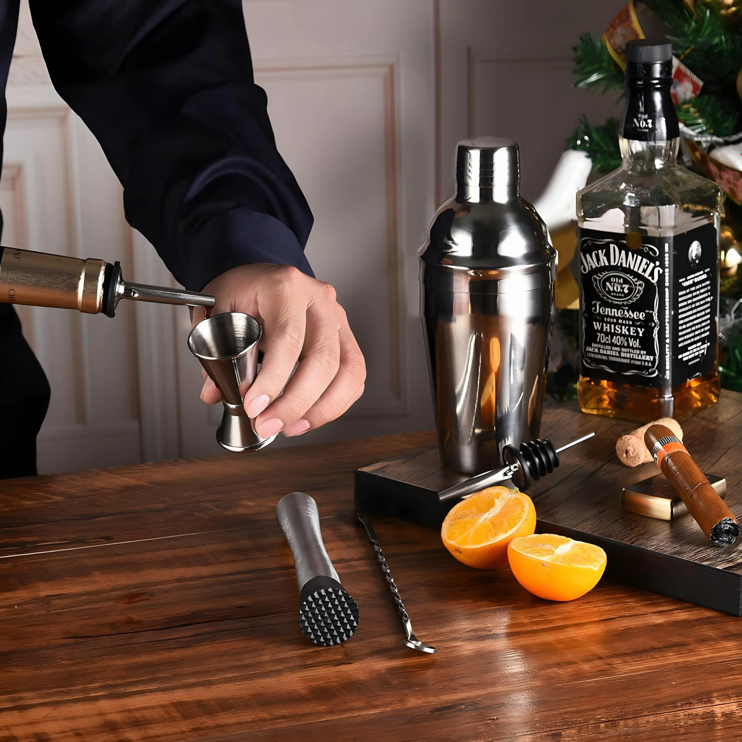Retoo Set di 6 shaker da cocktail in acciaio inox, 750 ml, strumenti da bar, accessori shaker bar, mix professionale per cocktail, set barware per la casa o il bar