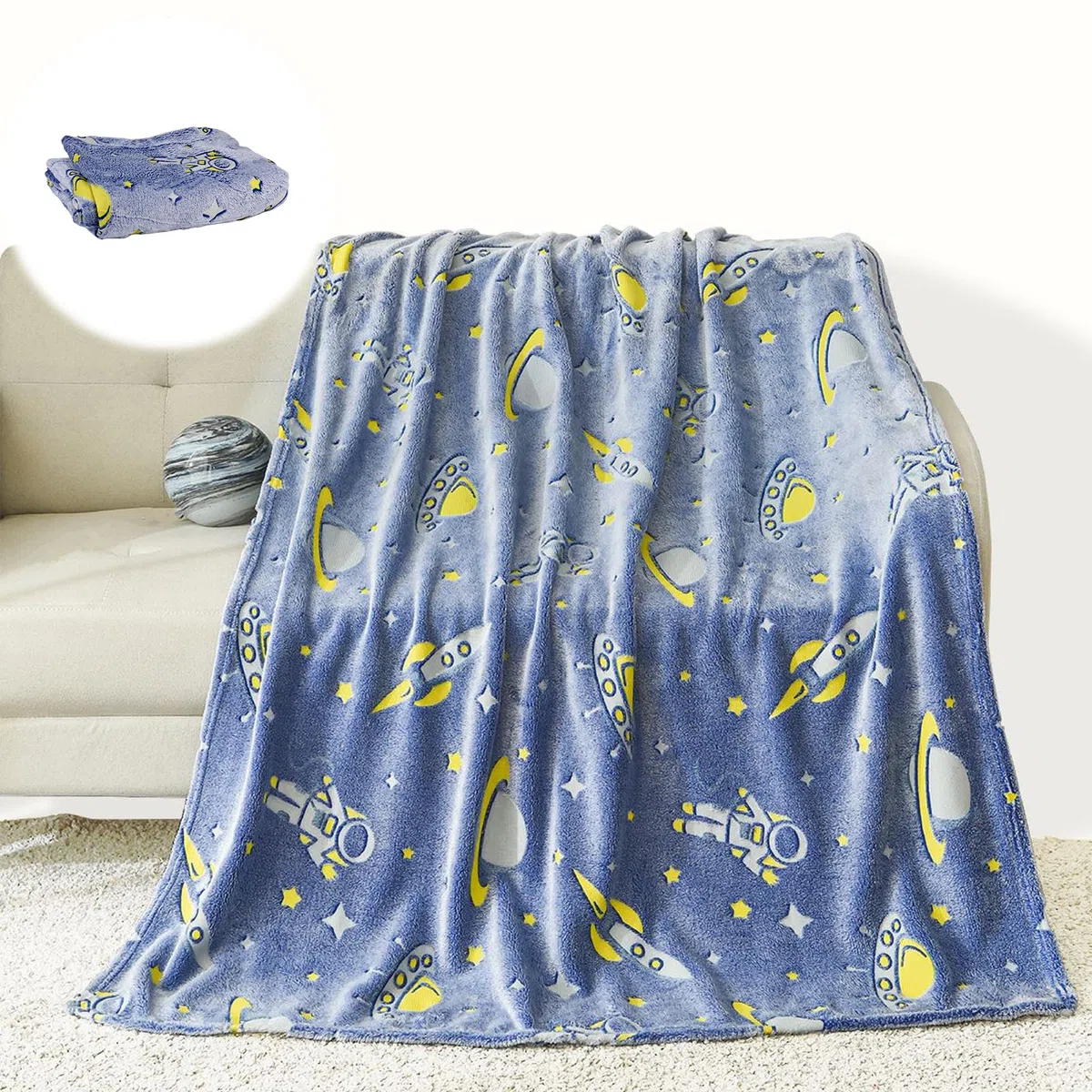 Coperta coccolosa per bambini: coperta che si illumina al buio in flanella, coperta per divano per bambini di 1-10 anni, ragazzi e ragazze, morbida coperta per la casa come regalo (150 x 200