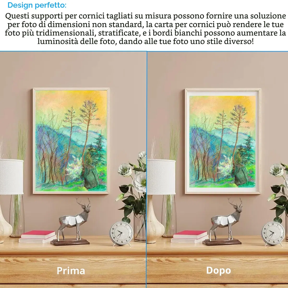 32 Pezzi Passepartout per Cornici Frame Cartoncino,8 Dimensioni Passepartout Cornici Portafoto in Carta per Poster, Foto, Dipinti, Lavori Fotografici(Bianco Ghiaccio, Bianco Spento)