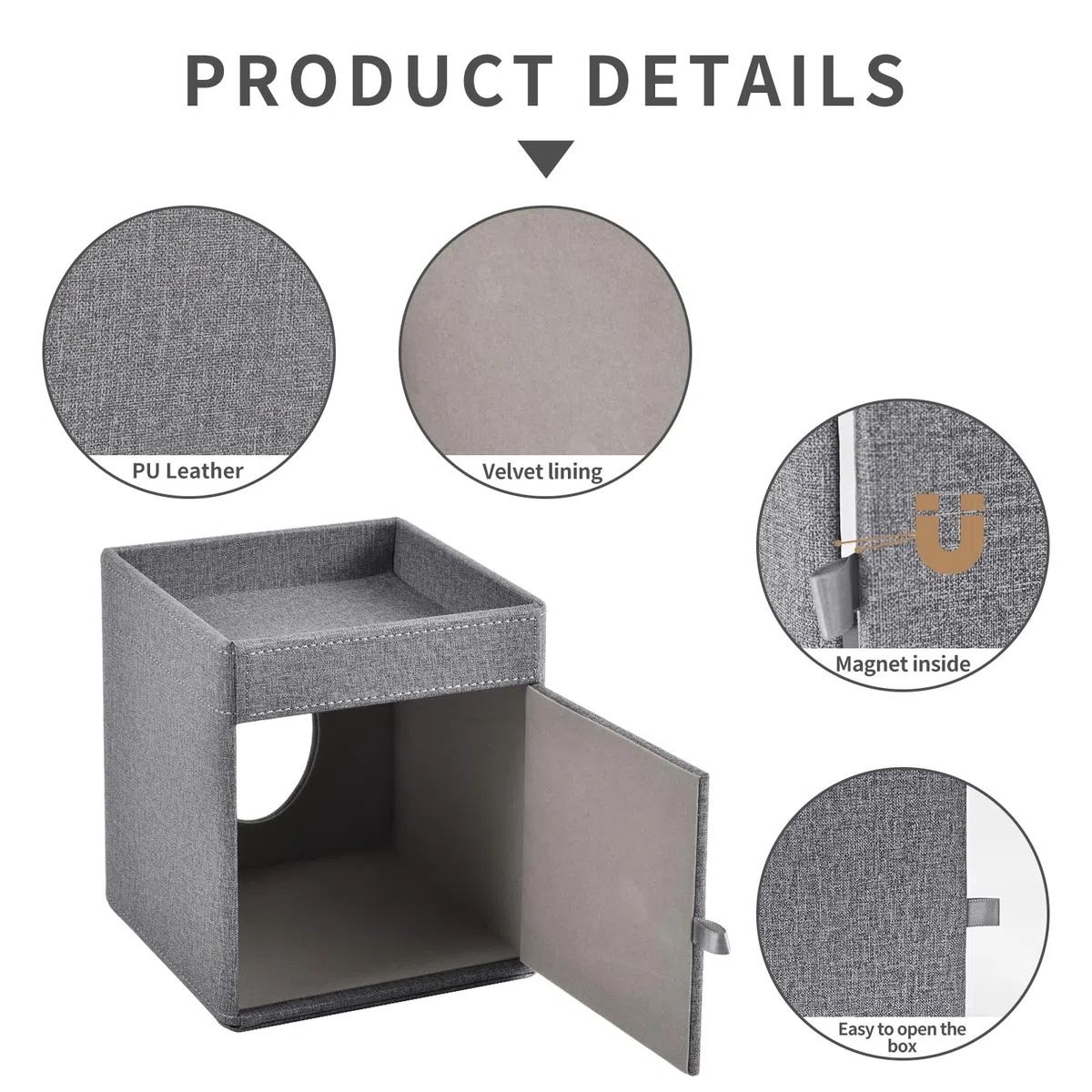 Porta Fazzoletti Quadrato,PU Pelle Scrivania Organizer per Fazzoletti per il Viso,con Vassoio Portaoggetti per Bagno,Camera da Letto,Ufficio,Auto,Elegante Controsoffitti Organizer,Grigio