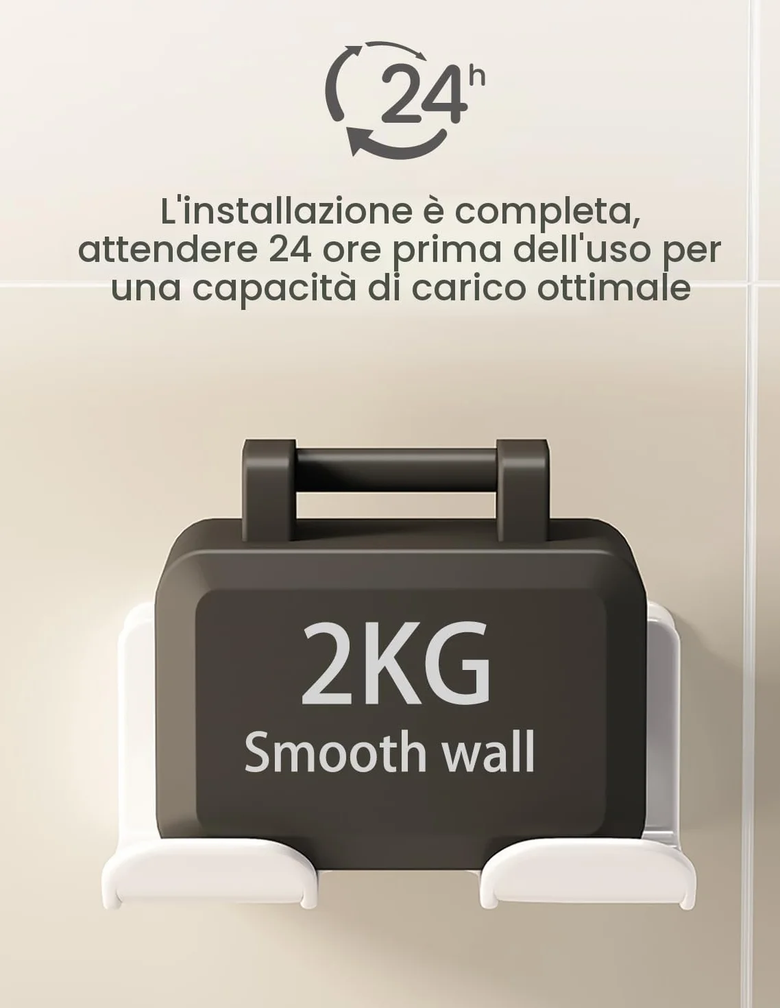 Porta Phone Bagno da Muro Adesivo, Porta Asciugacapelli, Supporto per Asciugacapelli per Bagno 2 Scomparti e Portacavi (16*6.5*12.6CM)