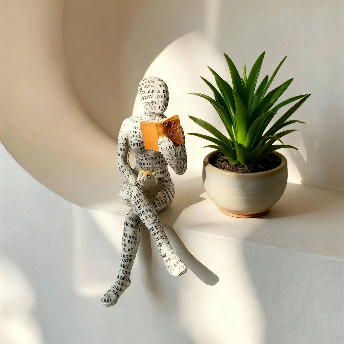 Scultura in Resina per Amanti dei Libri, Statua di Donna Che Legge Decorazione per Libreria, Ornamento Astratto Pensatore, Regalo per Lettori, Statuette Decorative Casa Moderni (B)