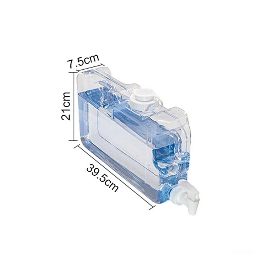 Contenitore salvaspazio per la conservazione dell'acqua con rubinetto 3-7,5L trasparente blu dispenser per bevande per frigorifero casa cucina organizzazione (4L)