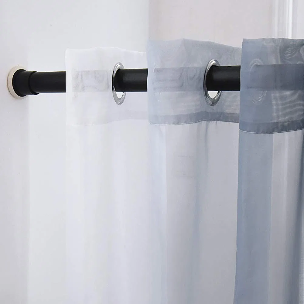 Asta telescopica per tenda da doccia estensibile senza perforazione, 310 - 360 cm, in acciaio al carbone, nero, con asta a tensione per capi, bagno, finestra, cucina e armadio