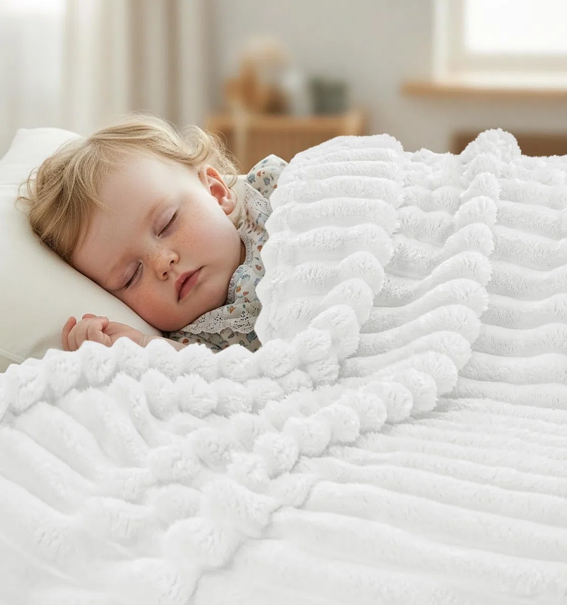Utopia Bedding Plaid Polare a Righe, Leggero e Morbido, Adatto a Tutte le Stagioni, per Letto, Divano o Poltrona [150x200 cm, Bianco Panna]