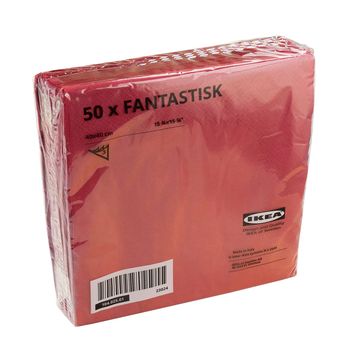 Ikea FANTASTISK 104.025.01 - Tovaglioli di carta natalizi a 3 veli, rosso scuro/bordeaux, 40 x 40 cm, set da 200 (4 x 50)