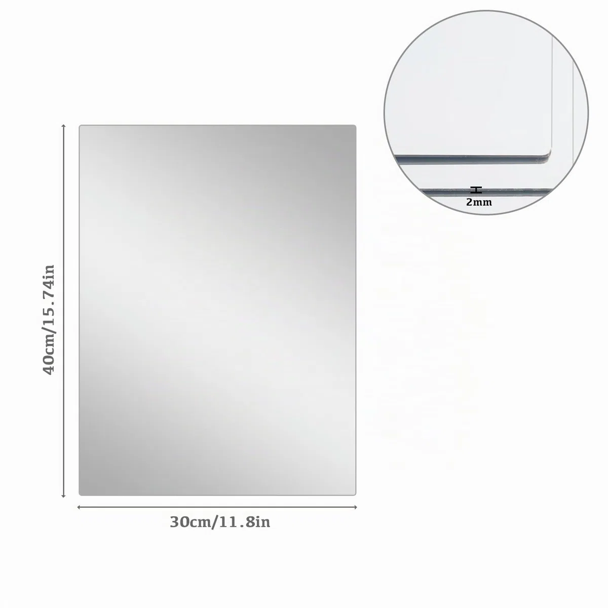 Abyssaly 1 piastrella a specchio autoadesiva per bagno, grandi specchi adesivi per pareti quadrate, spessore 2 mm, adesivi a specchio in acrilico per parete soggiorno (40 x 30 cm)