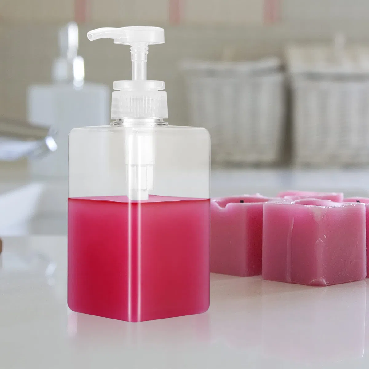 3 Pezzi Dispenser di Sapone, Flaconi Dispenser per Bagno, Dispenser Bottiglie a Pompa in Plastica Trasparente Riutilizzabili per Bagno Cucina Liquido Lozione Shampoo Doccia