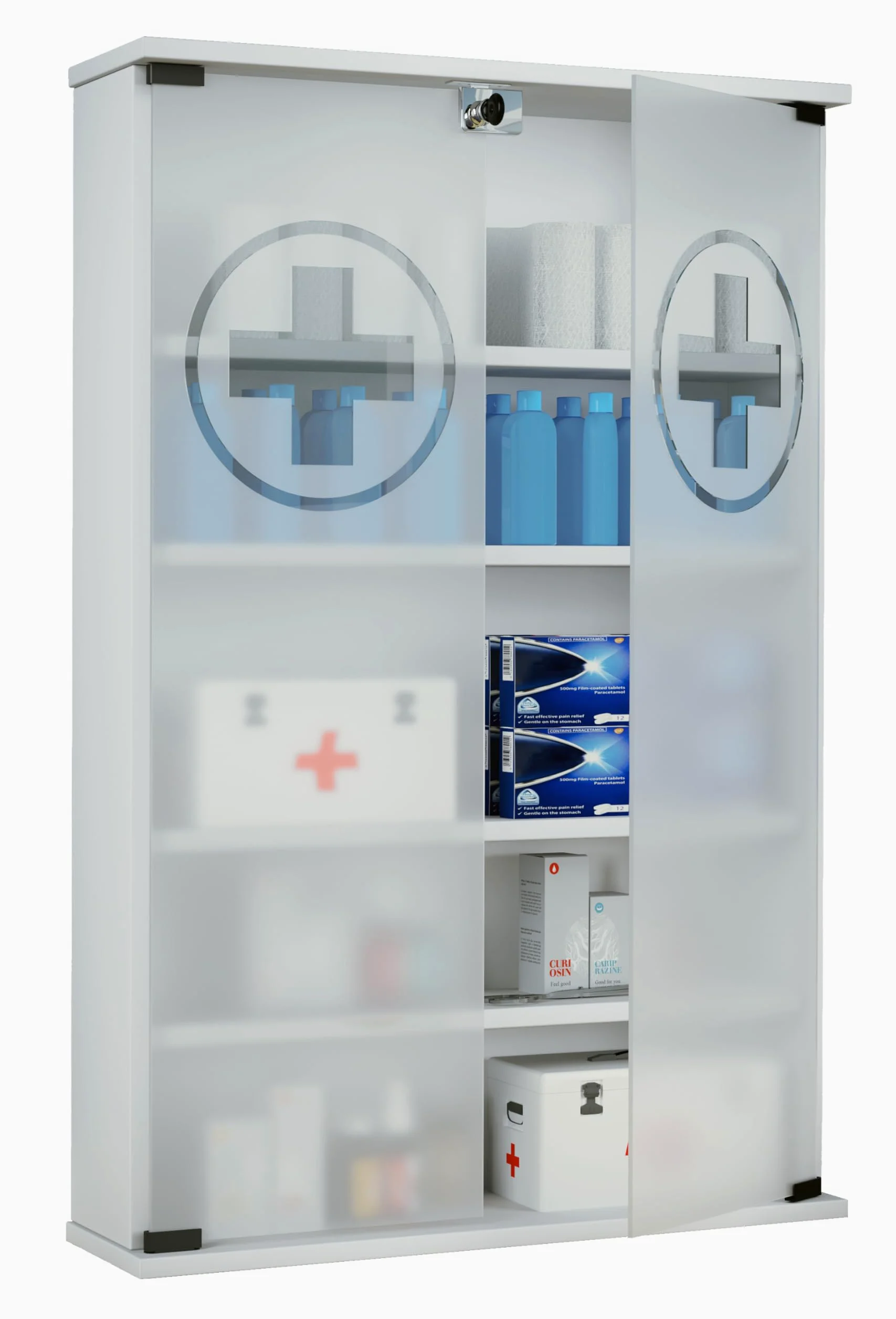 VCM Armadio per medicinali Armadio per Farmacia Armadio a Muro con Serratura Janula Armadio per medicinali Armadio per Farmacia Armadio a Muro con Serratura Janula Bianco