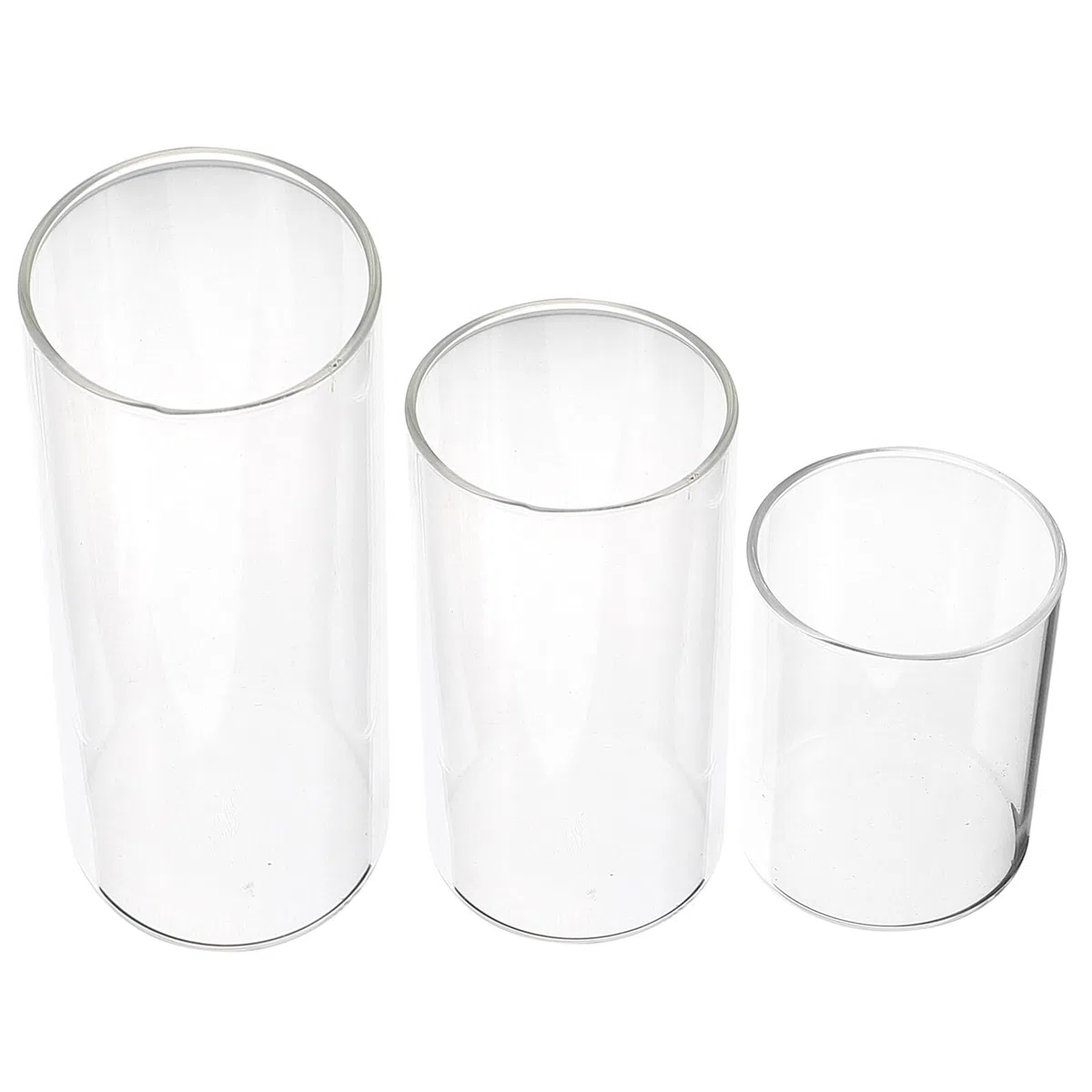 3 Pezzi Portacandele Cilindrici in Vetro Trasparente Antivento Porta Candele Colonna per Decorazioni Casa Matrimonio e Feste Dimensioni Miste
