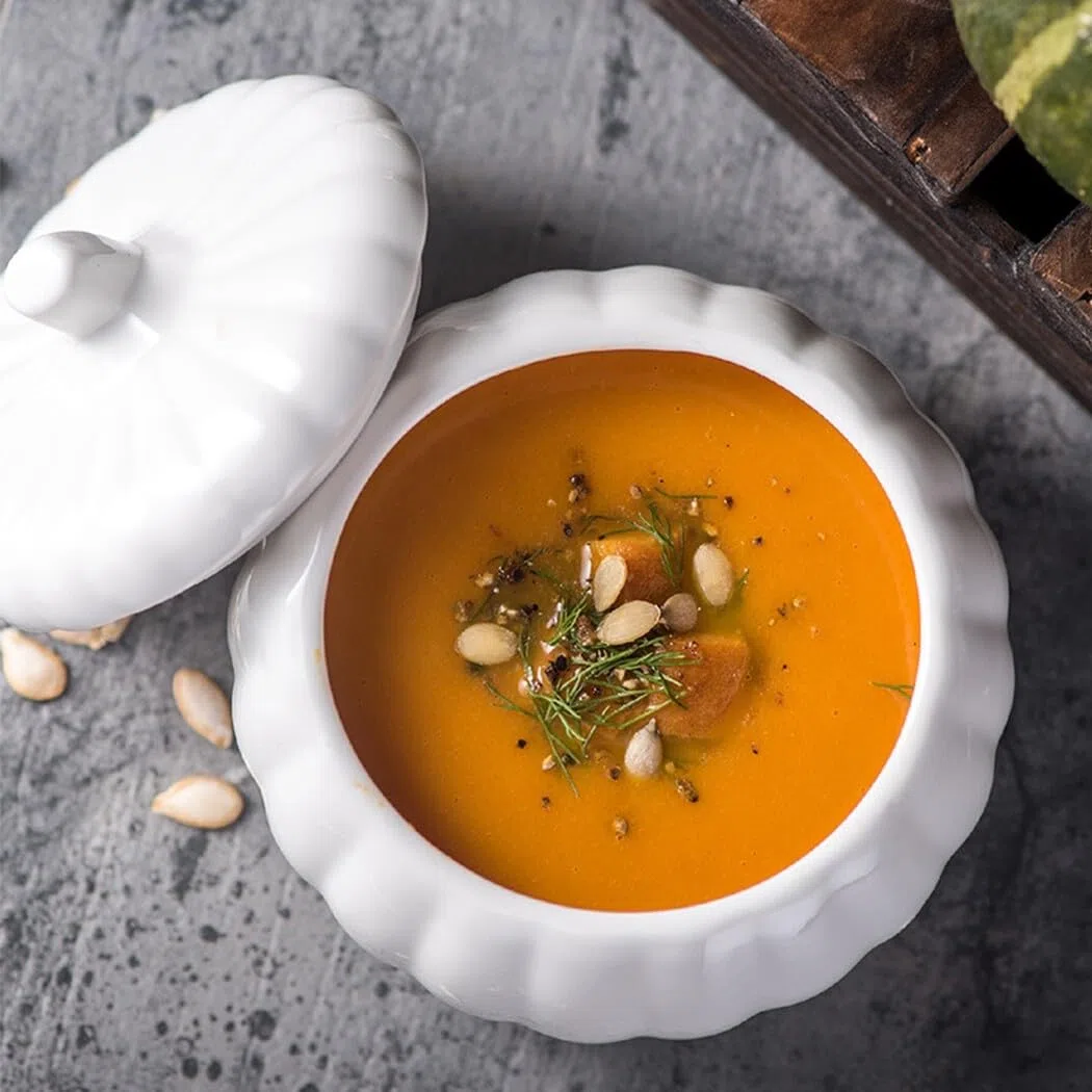 Zuppiera in ceramica a forma di zucca con coperchio, versatile per stufato per la casa, edizione Halloween, 11,5 x 10,5 cm, 55D53OJ10EAQC7