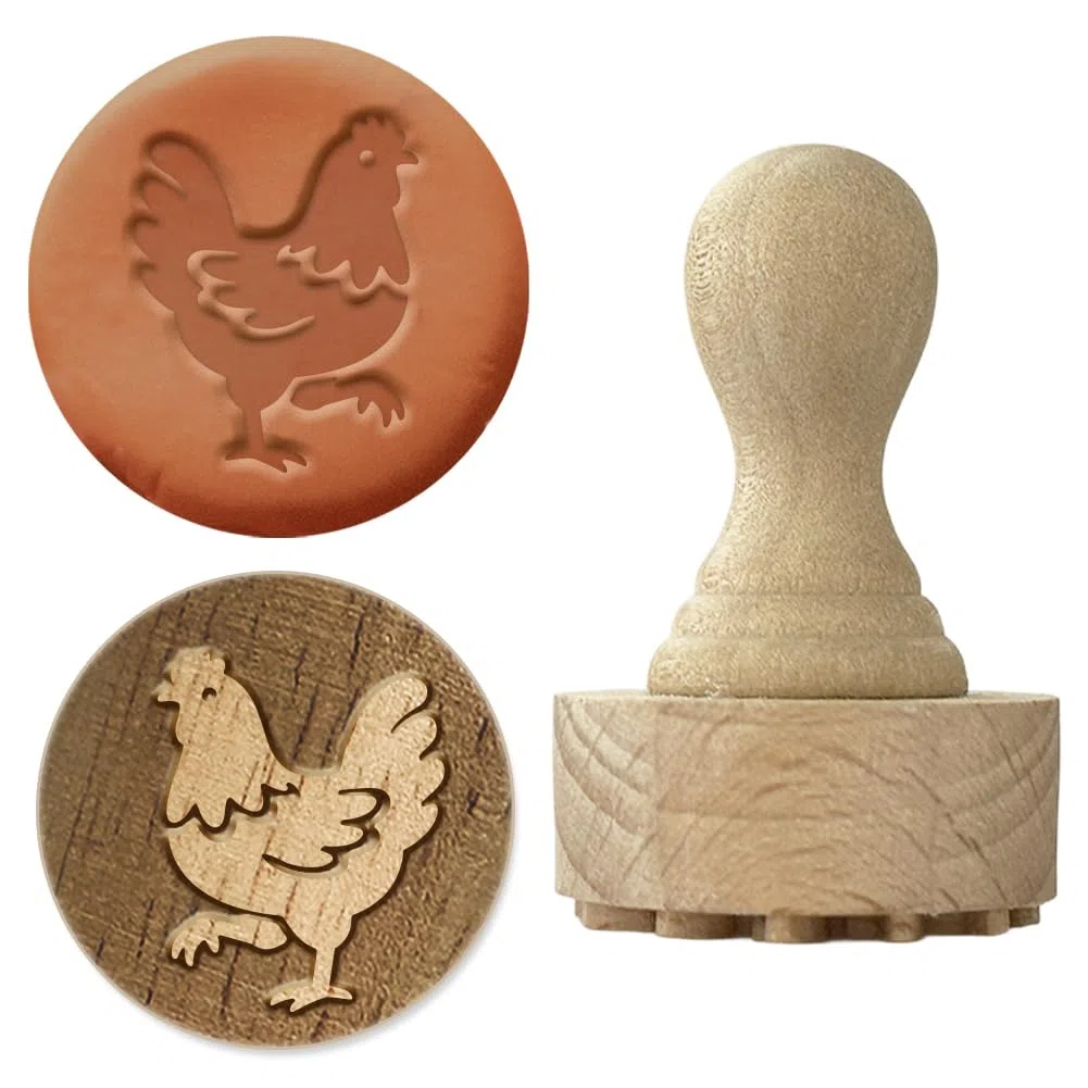 OLYCRAFT Timbri In Legno con Manico A Forma di Gallina 4.3x2.7cm Timbri In Legno per Argilla A Forma di Pollo Timbro In Ceramica per Argilla Artigianato Fai Da Te Decorazioni Fatte A Mano