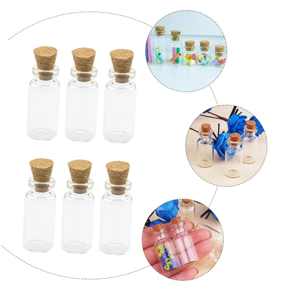 STOBAZA Bottiglie in Vetro Trasparente Mini Contenitori Multifunzionali e Tappo in 100 Pezzi Tappo in per Gioielli Fai-da-te Decorazioni