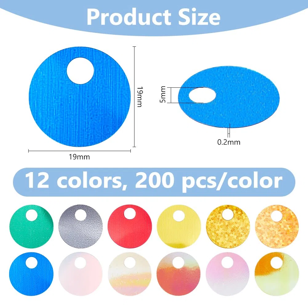 DICOSMETIC 2400 pezzi 12 colori paillettes piatte rotonde PVC 19mm per ricamo artigianato e decorazioni