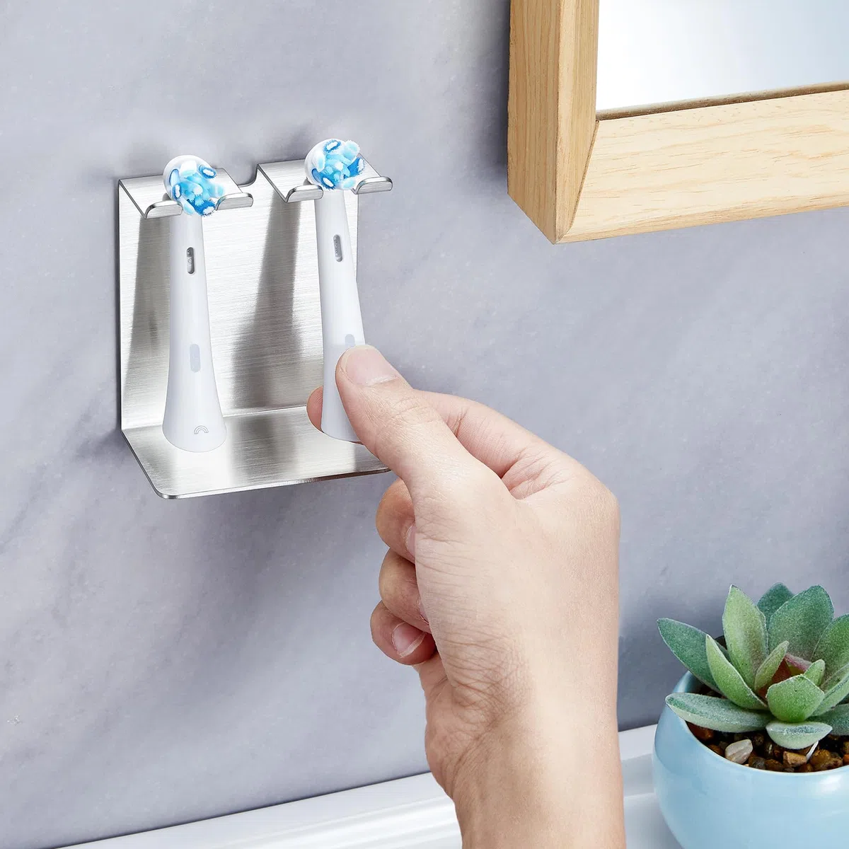 Porta Testine Spazzolino Elettrico, YYBO Porta Spazzolini Elettrici, Porta Spazzolino Elettrico da Muro, Portaspazzolini da Bagno Portaspazzolino Elettrico (Argento, Piccolo)