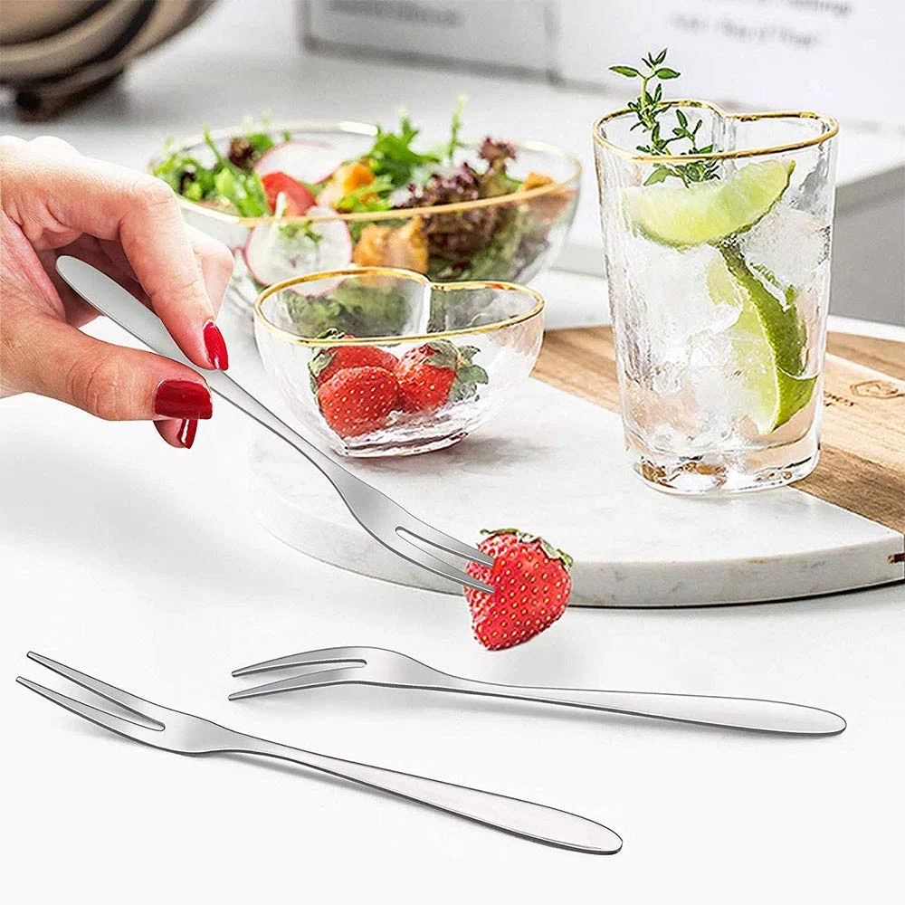 Sunenlyst - Mini pinze da portata e forchetta per frutta, in acciaio INOX, 10 pinze per zucchero a forma di cubo, piccole pinze per ghiaccio per tè e caffè, aperitivi, dolci