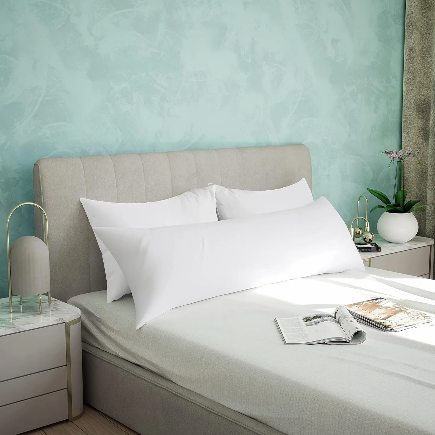 Utopia Bedding Cuscino per Dormire laterale 40x145 cm, Cuscino Lungo Per Gravidanza e Sostenere la Maternità, Cuscini Corpo (Bianco)