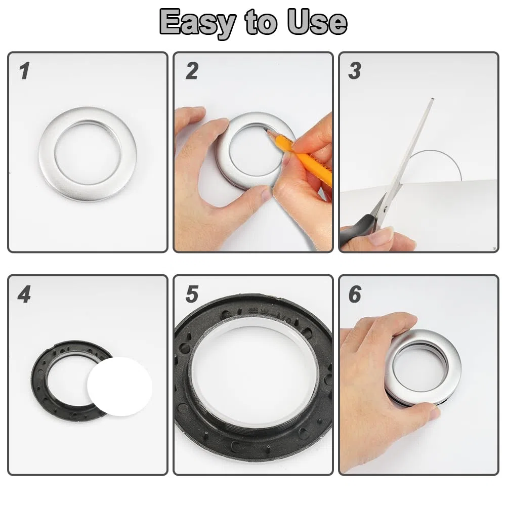 32 Pezzi Anelli per Tende in Plastica, Occhiello a Basso Rumore, Occhielli per Tende 42 mm, Anelli Rotondi per Occhielli, per Tende, Tende da Doccia, Tende per Porte (Argento Opaco)
