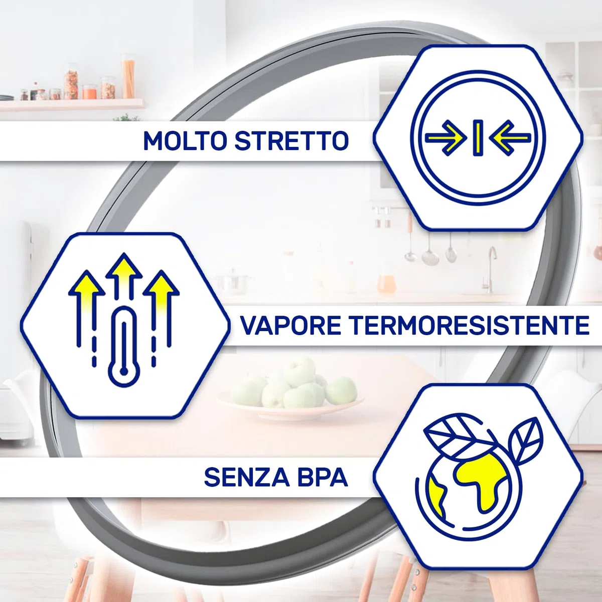 Guarnizione Pentola a Pressione per WMF Ø 22 cm con il Codice Originale 60 6855 9990 6068559990 Garanzia di 10 Anni - Monteral