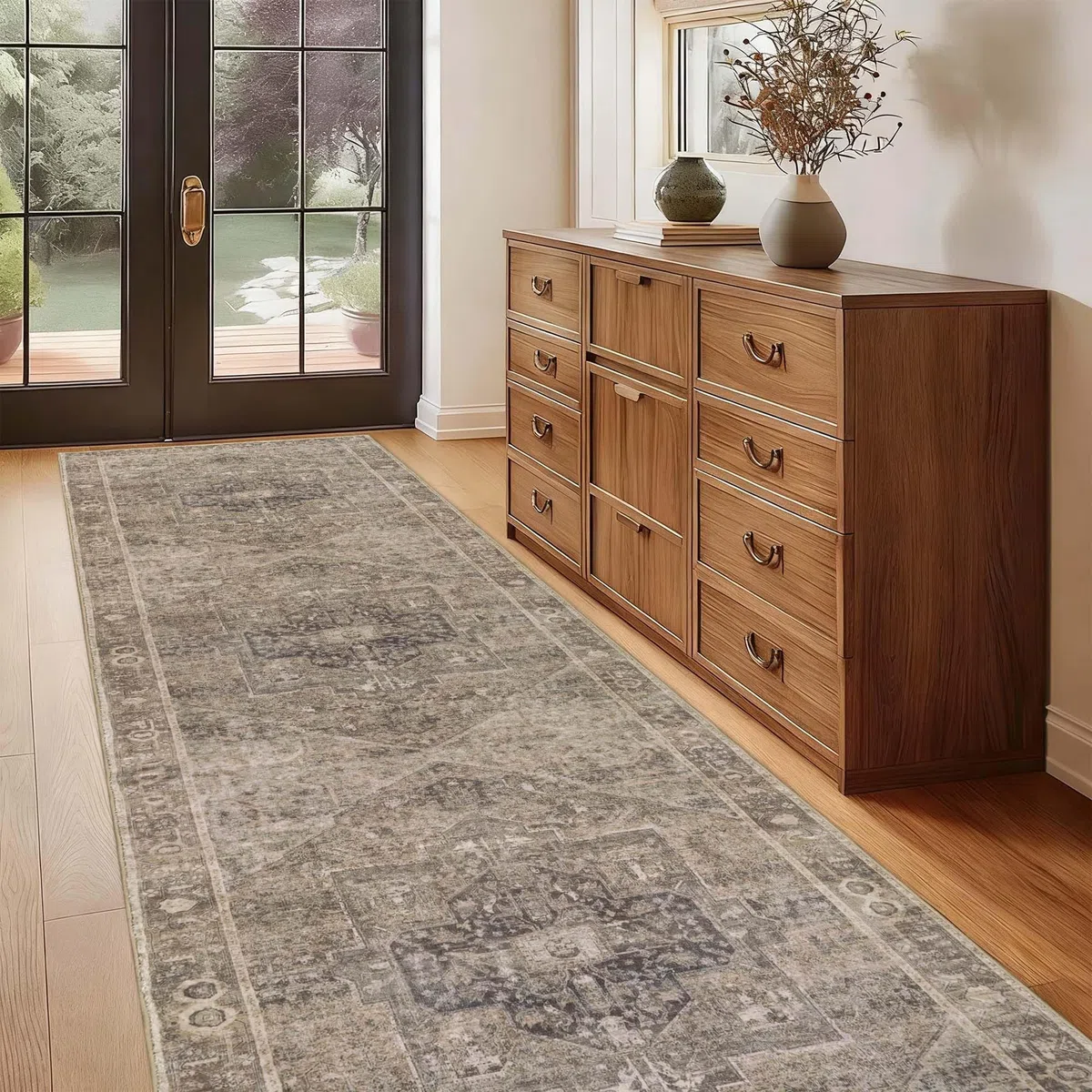 Homcomodar Tappeto Corridoio Nero Marrone 80x300cm Tappeti Passatoia Lungo Cucina Lavabile in Lavatrice Antiscivolo Tapette Camera da Letto Scendiletto Cameretta Ufficio Pelo Corto Carpet