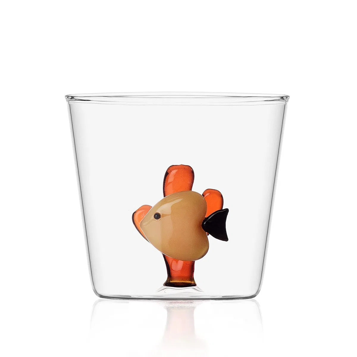 Ichendorf Milano Tumbler con Pesce Giallo e Alga Ambra | Collezione Marine Garden | 35 cl | Vetro Borosilicato | Fatto a Mano