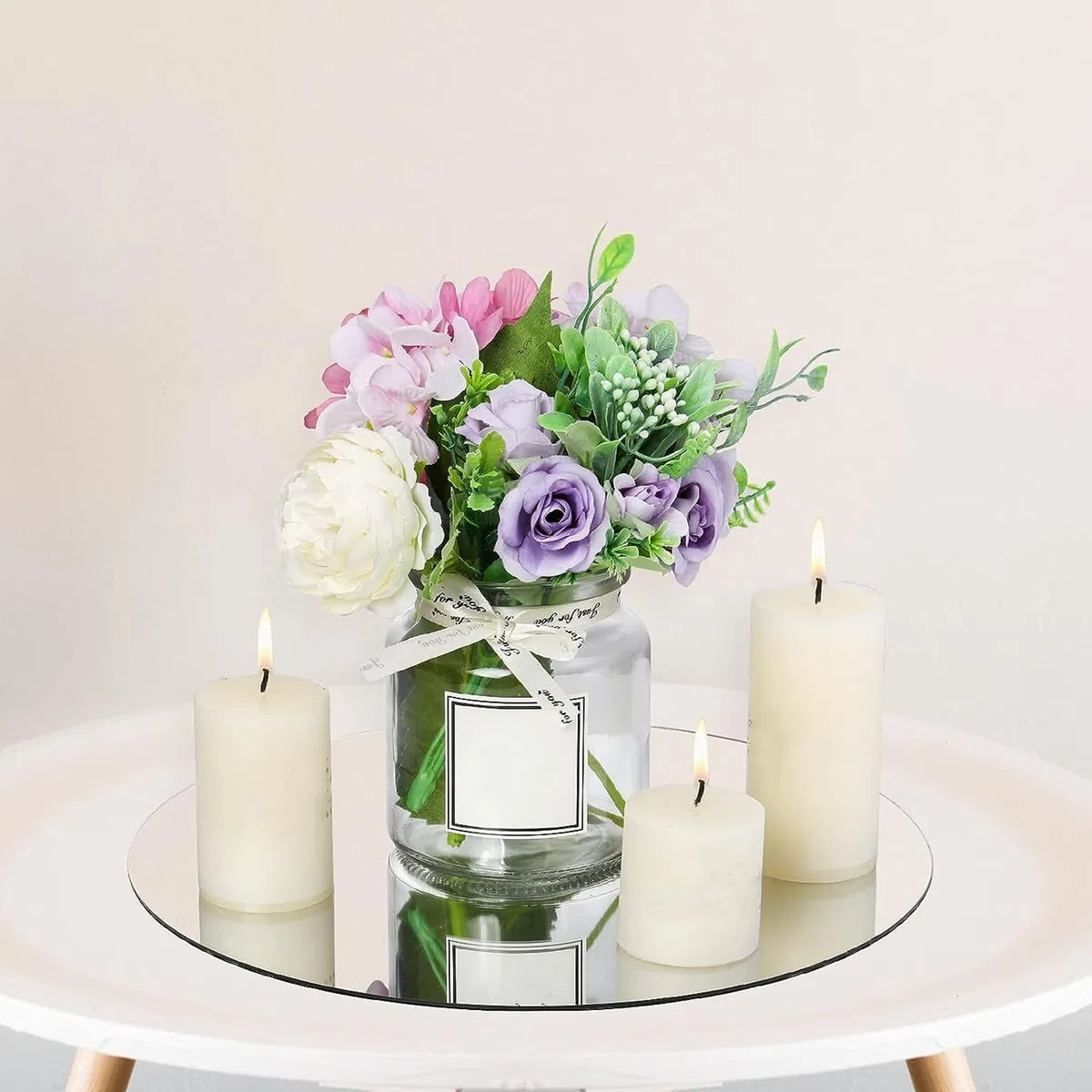 6 vassoi rotondi a specchio per decorare, piatto rotondo a specchio, in vetro acrilico, per tavolo da matrimonio, tavolo, decorazione per la casa (diametro 20 cm)