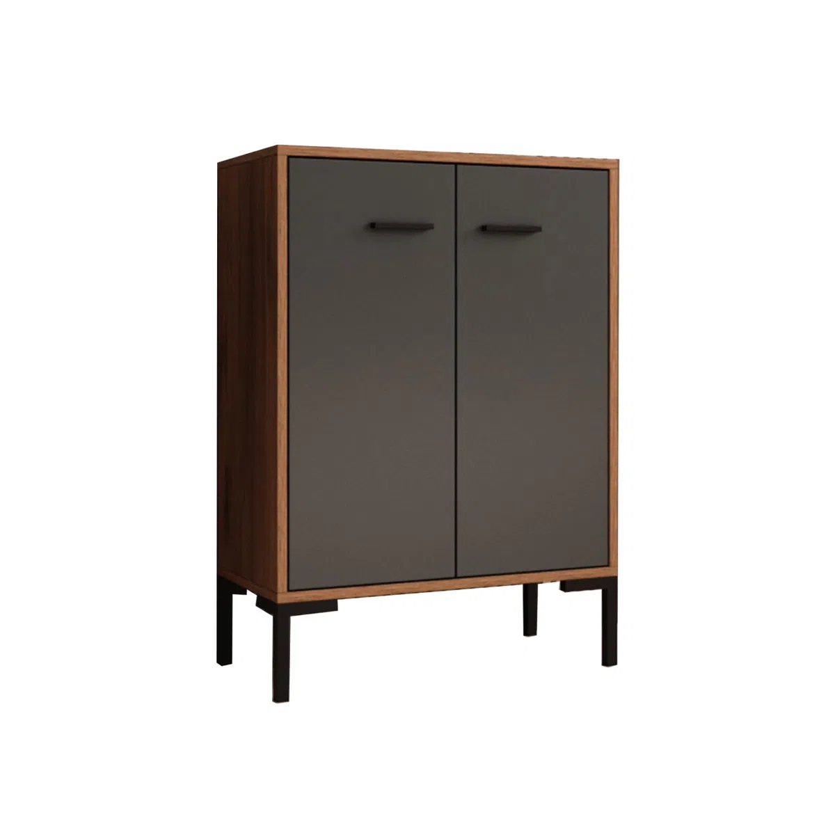 MB Muebles Bonitos, Credenza piccola Lander L15, Stile Moderno, Madia bassa multiuso con 2 ante, Colore Noce e Grigio, 60x84x30cm