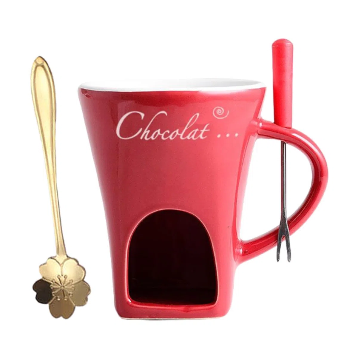 Pentola per fonduta di cioccolato, set di pentole per fonduta, pentola per sciogliere, snack da cucina, dessert, cena, tazza per, Rosso