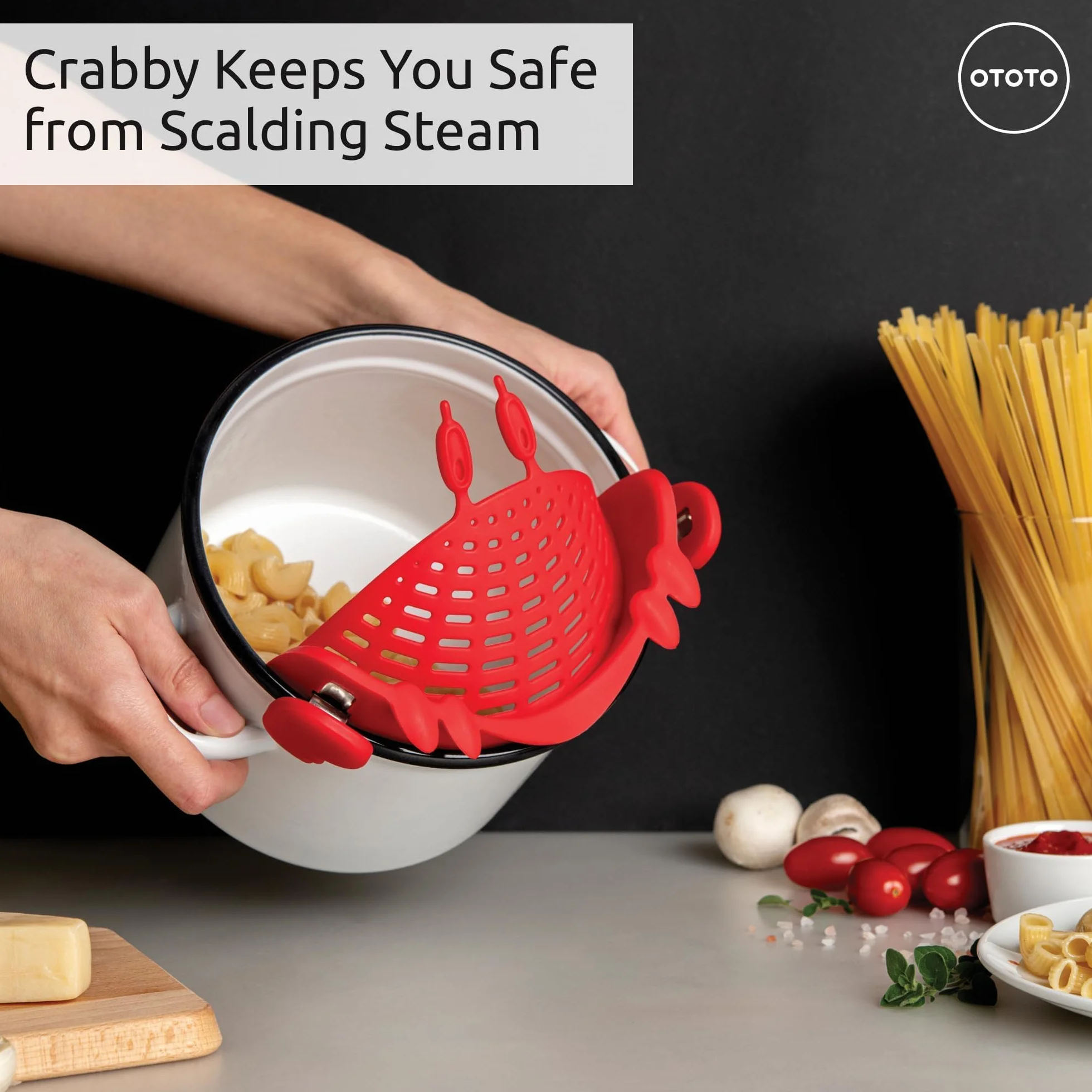 Scolapasta di OTOTO - Utensili Cucina Divertenti, Gadget Cucina, Accessori de cucina, Colino per Spaghetti e Alimenti (Granchio - Scolapasta da Pentola)