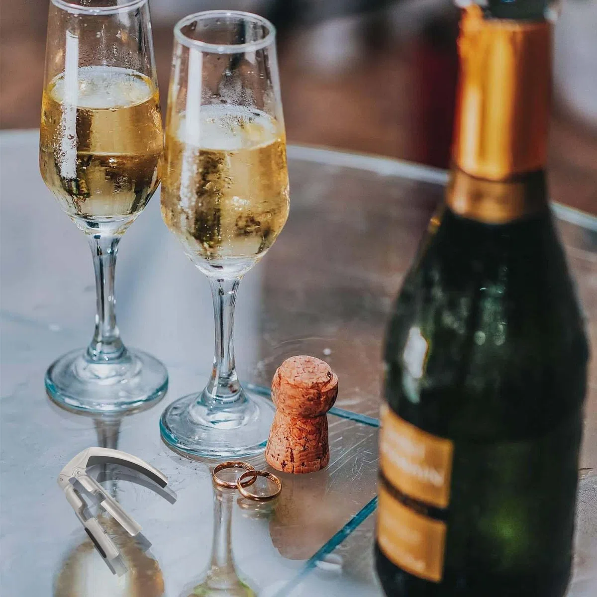 Apribottiglie da spumante, Apribottiglie da champagne e vino, Apribottiglie di champagne, adatto per riunioni di famiglia, bar, feste del vino, la lega di alluminio è durevole (argento)