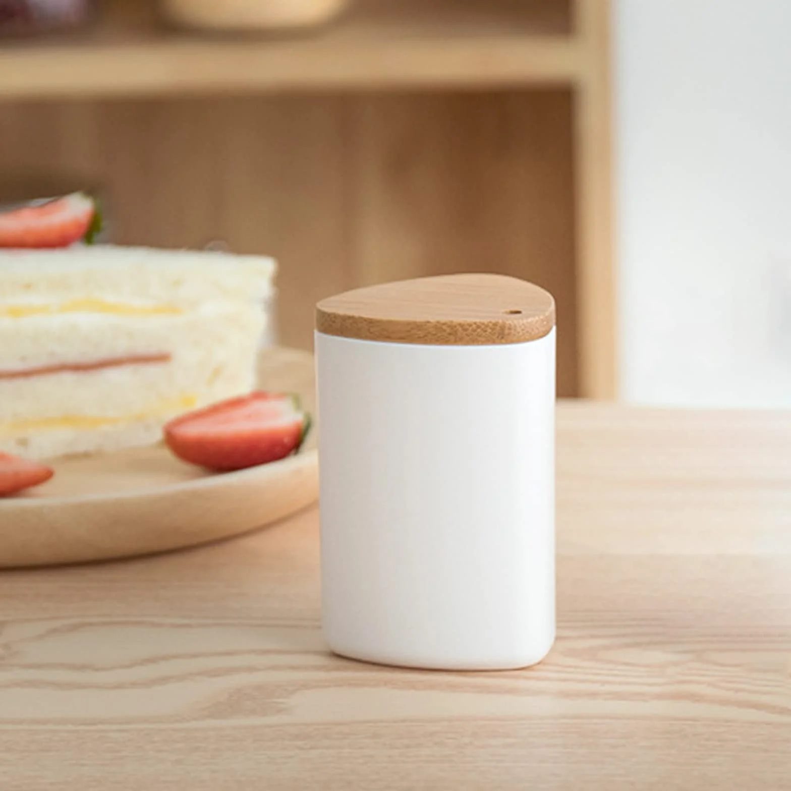Distributore di Stuzzicadenti, 1 Pezzo Porta Stuzzicadenti in Legno Dispenser Stuzzicadenti Portatile con Coperchio in bambù, Decorazione per Cucina, Ristorante, Hotel (Bianco)