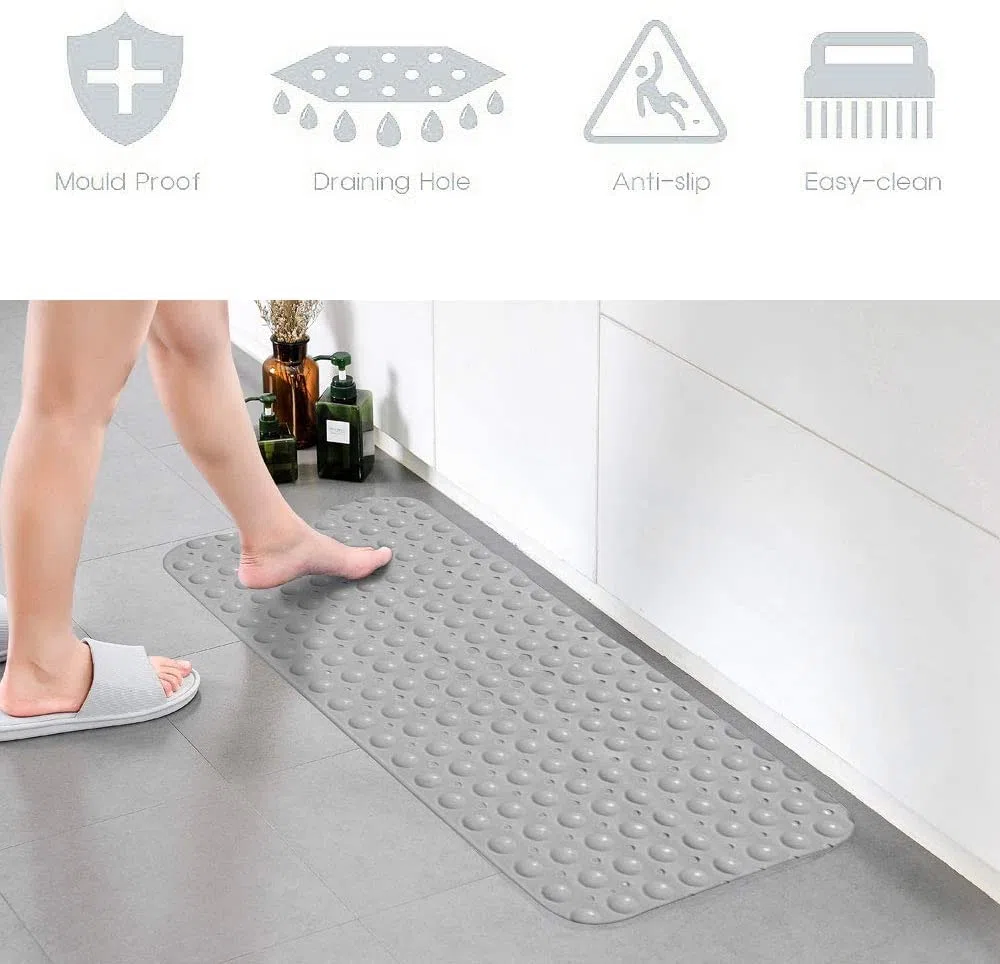 Tappetino Antiscivolo,Extra Lunghi per Tappetino da Bagno per Doccia, Tappetino per Vasca da Bagno Antiscivolo con 200 Ventose, Antibatterico, Drenaggio, Macchina Lavabile,100 x 40 cm