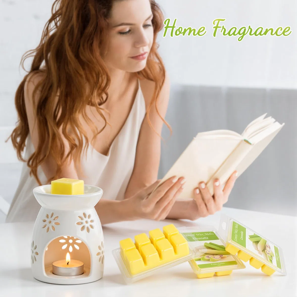Cera profumata alla citronella per lampada profumata, 6 pezzi di cera profumata alla citronella da 2,5 oz per lampada profumata, cera di soia melts per scaldare candele, citronella regalo per l'estate