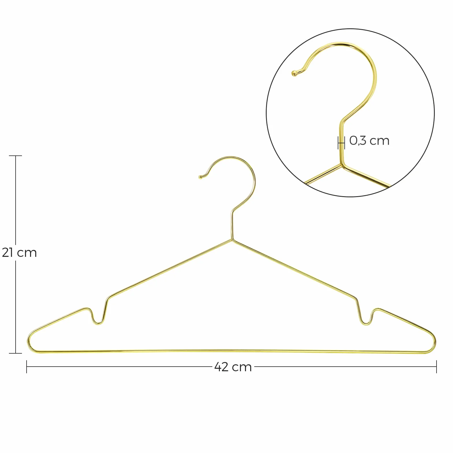 SONGMICS Pacco da 20 Grucce Metalliche Robuste, Appendini Cromati, Anti-ruggine, Salvaspazio, Durevoli, Lunghezza di 42 cm, Color Dorato CRI044G01