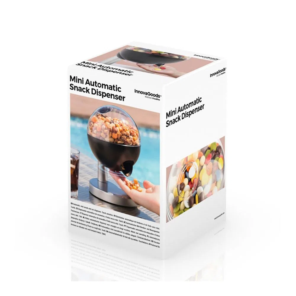 InnovaGoods - Dispenser Automatico per Caramelle e Frutta Secca, Sensore Touch, Design Moderno, Ideale per Feste ed Eventi, Multicolore, 15,5 x 21,5 x 16,0 cm, ABS