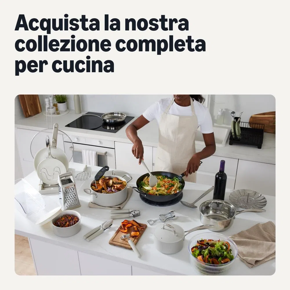 Amazon Basics Centrifuga per Insalata, Senza BPA, 4L, Grigio Lino