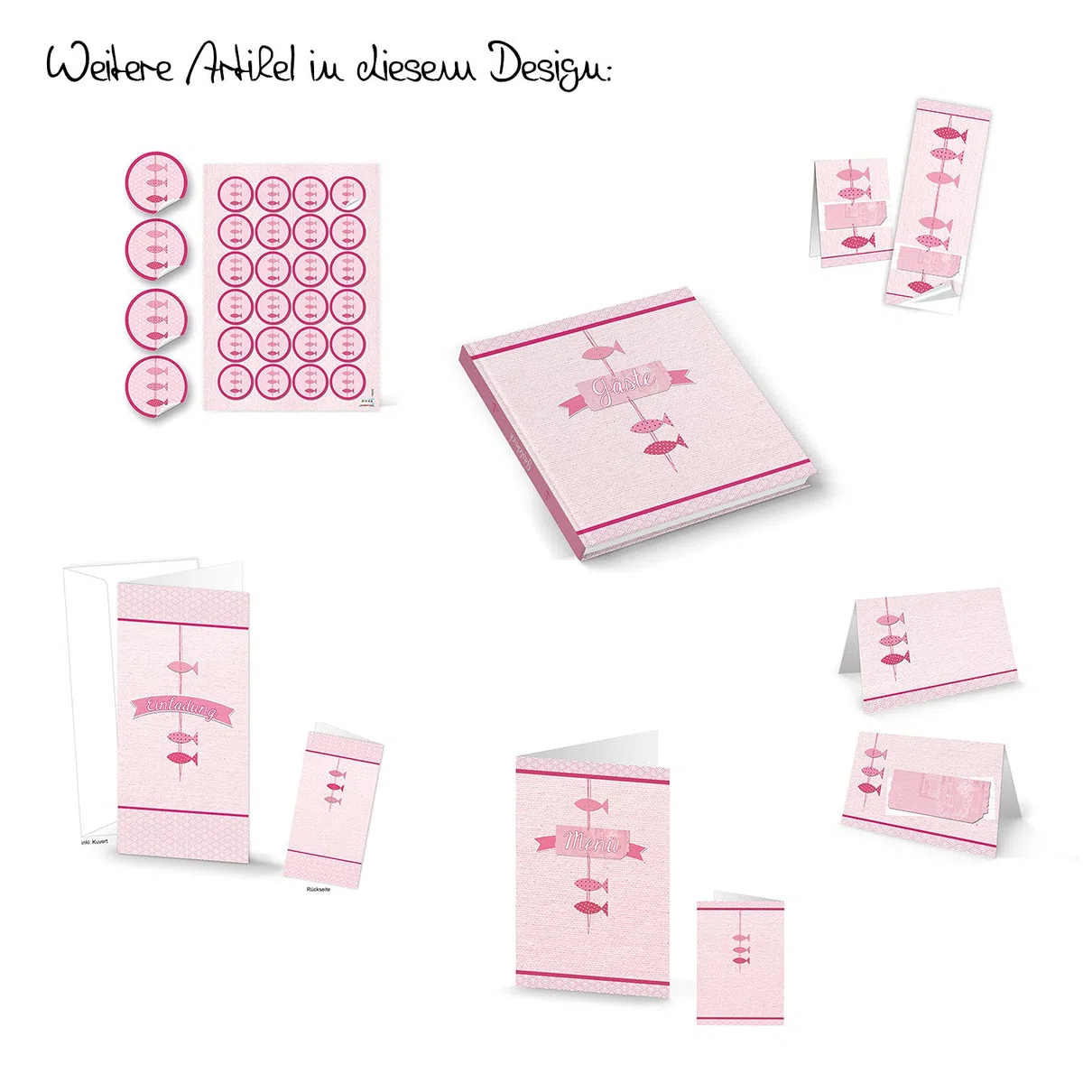 Logbuch-Verlag 18 ciondoli Forma di Pesce Rosa Fucsia Bianco Legno bomboniera Decorazione Marittima Bagno Festa Tavolo Battesimo