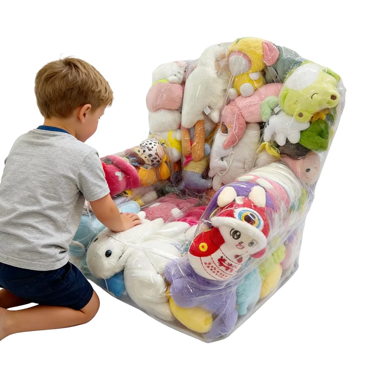 Sedia Contenitore Per Peluche - Copertura Trasparente Per Bambole - Puff Porta Peluche,per Camera Dei Bambini Asilo Sala Giochi Soggiorno Ragazzi E Ragazze