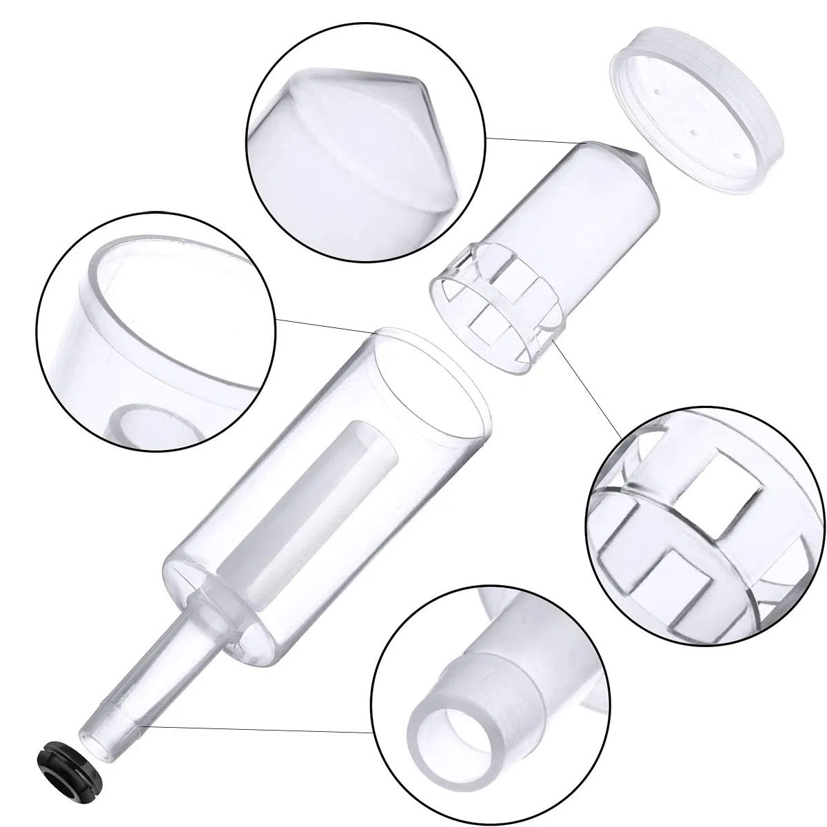 Fermentazione Airlock Tubi,Guador 5 pezzi Plastica Fermentazione Tubi e 10 Pezzi Anello Silicone di Fermentazione Airlock Tubi per Conservazione Domestica Produzione Birra Vino