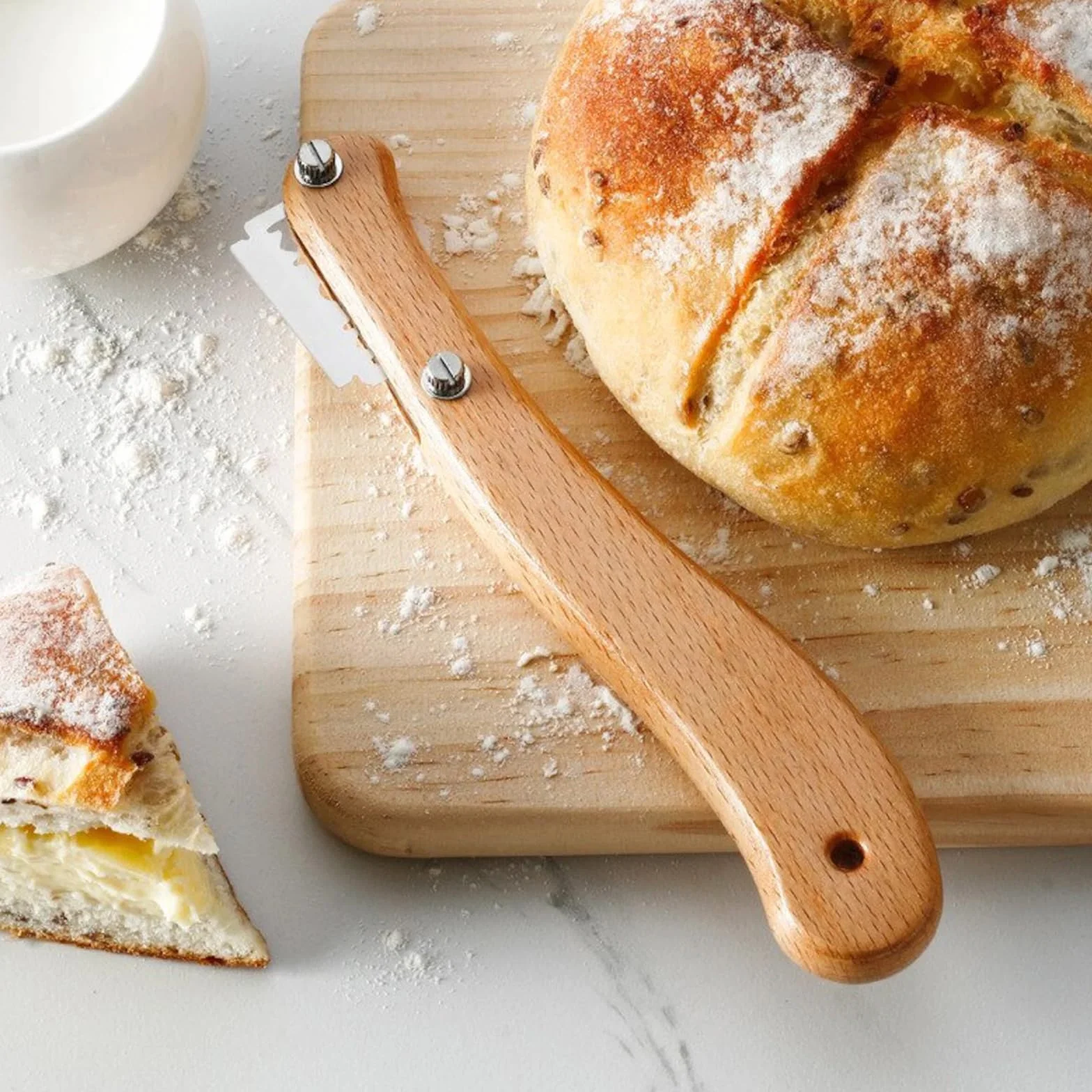 Taglierino per Pane, Lama per Incidere Pane, con 5 Lame in Acciaio Inossidabile