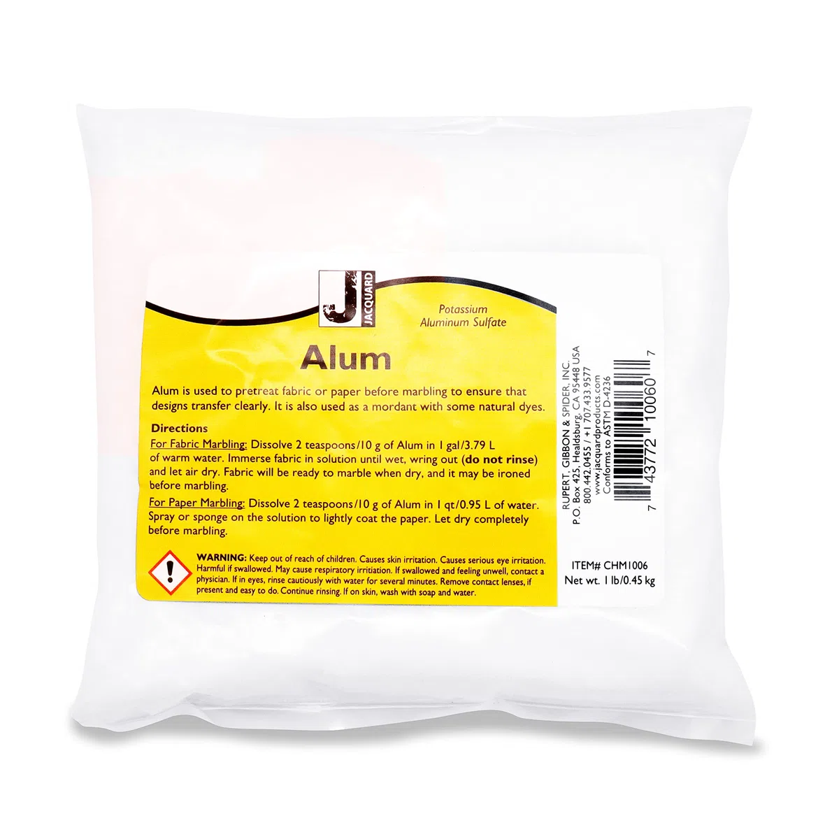 Jacquard - Solfato di Alluminio per Effetto marmorizzazione di Carta e Tessuti, 0,45 kg