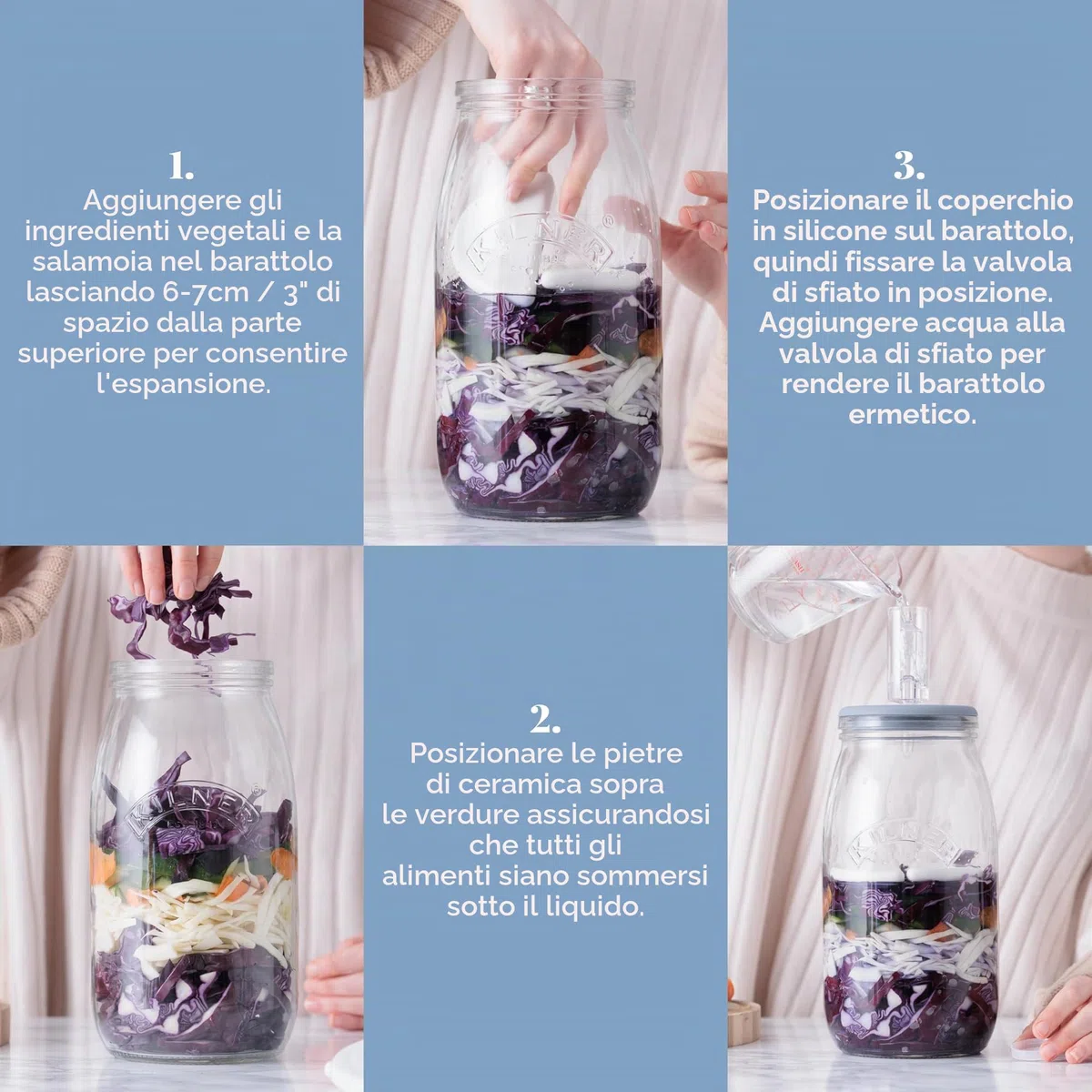 Kilner, Set di fermentazione per crauti/Kimchi/sottaceti, Trasparente