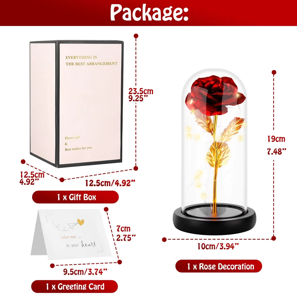 Rosas Eterna Rosa Bella e la Bestia, Idee Regalo San Valentino per Lei, RosaStabilizzata Vera in Vetro conRosa Led Luci,Rosa San Valentino Donna Compleanno Festa della Mamma Regalo Originali.