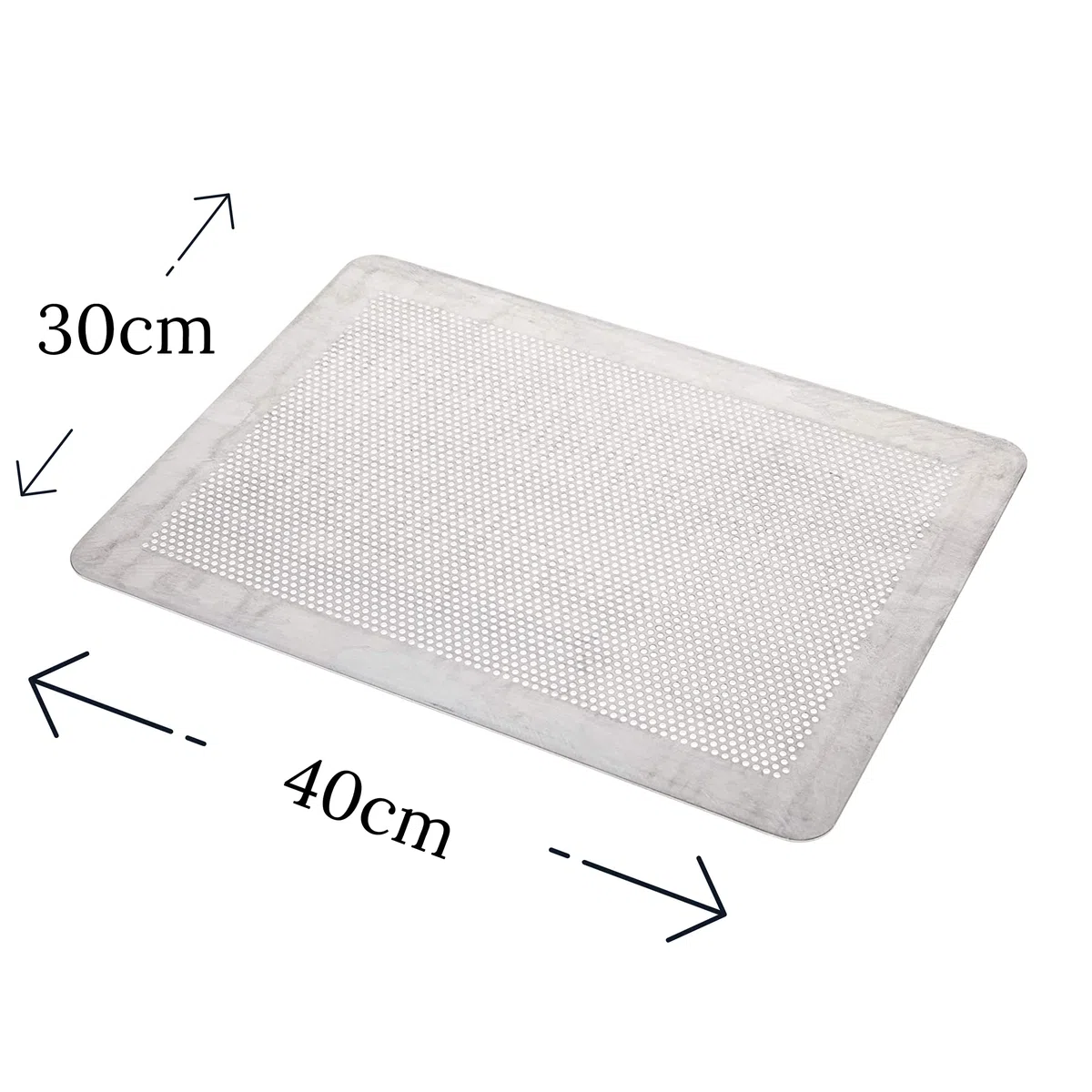 Mali'S 43034 – Piastra per pasticceria perforata, piastra in alluminio, senza bordi grigio, 40 x 30 cm, spessore 1,5 mm
